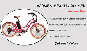 Beach Cruiser Electric Bike For Woman - WiseUV.com