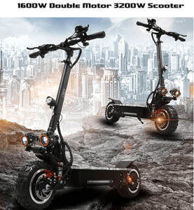 Black Knight Electric Kick Scooter - Dual Hub Drive - 3200W - WiseUV.com